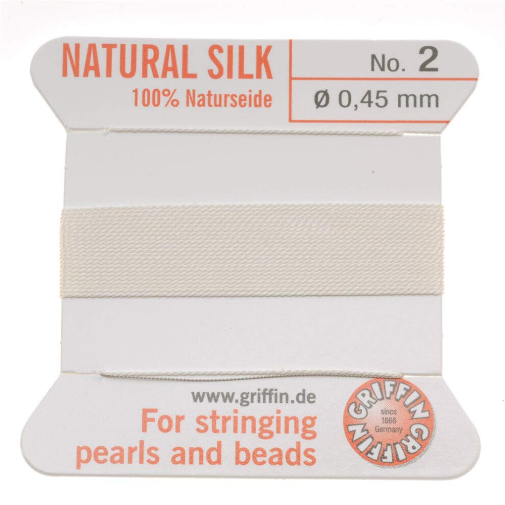 Griffin Beading Silk Cord & Needle White Size 2
