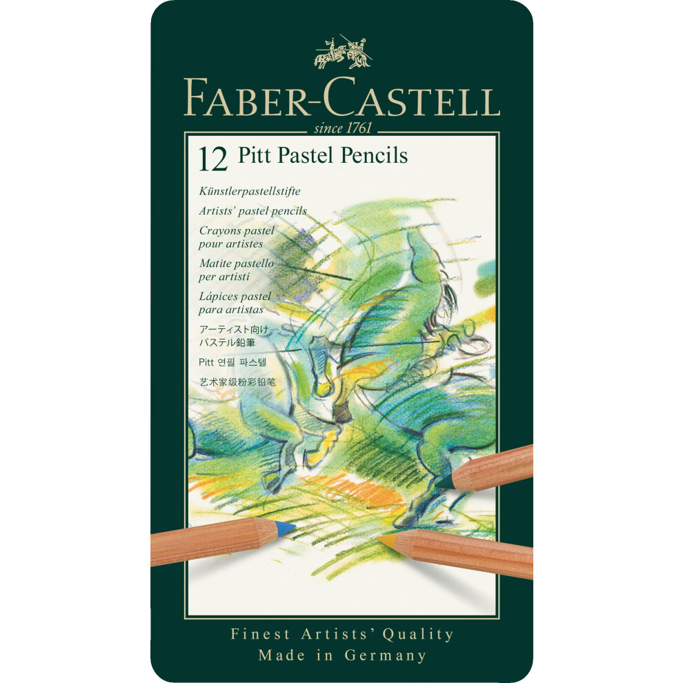 Faber-Castel FC112112 Pitt Pastel Pencils in A Metal Tin (12 Pack)  Assorted