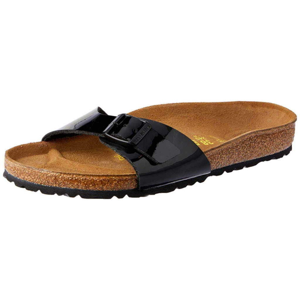 Birkenstock Womens Madrid Black Birko-Flor Patent Summer Sandals - Black - 4-4.5