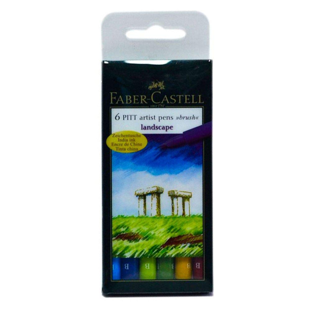 Faber-Castell Faber-Castel Faber-Castell FC167105 Pitt Artist Color Brush Wallet Set (6 Pack)  Landscape  Assorted