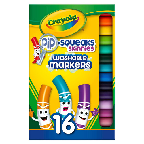 Crayola Crayola Πλενόμενοι Μαρκαδόροι Pip Squeaks Skinnies, 16 Τεμάχια, Σχολικά Είδη 1