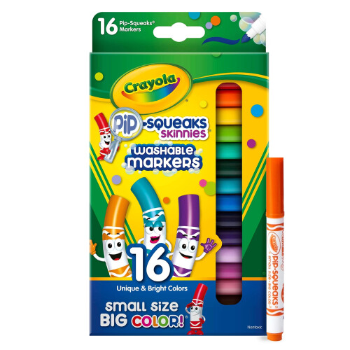 Crayola Crayola Πλενόμενοι Μαρκαδόροι Pip Squeaks Skinnies, 16 Τεμάχια, Σχολικά Είδη 2