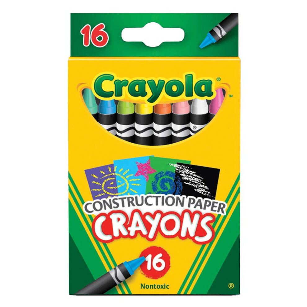 Crayola Construction Paper Crayons (16ct)  Kids Crayons  Long-Lasting  Non-Toxic  Vibrant Colors for Kids Arts and Crafts  Ages 3+