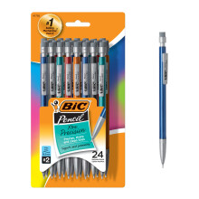 BIC Xtra-Precision Mechanisch Potlood, Metallic Behuizing, Fijn Punt (0,5mm), 24-Stuks, Veegvrij en Schoon Wissen