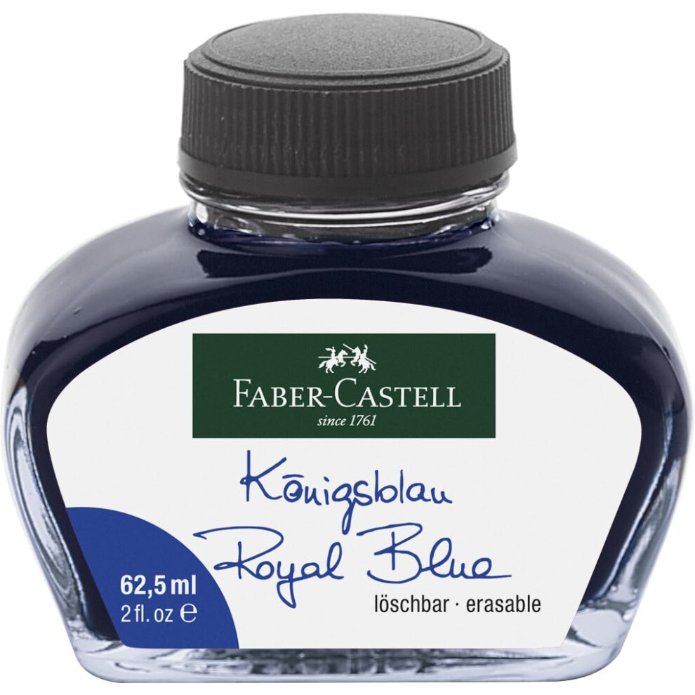 Faber-Castell Fountain Pen Ink  Blue Erasable - 65.5ml Ink Bottle - Erasable Ink for Fountain Pens