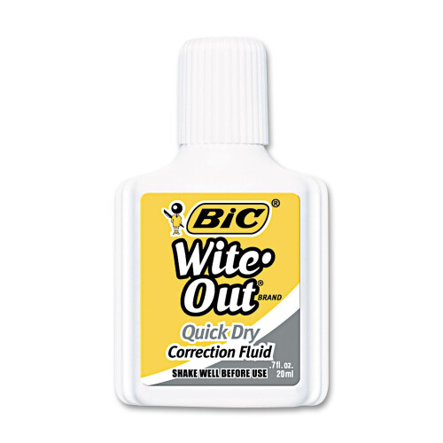 BIC Wite-Out Quick Dry Correction Fluid, 20 ml Bottle, White, 3/Pack 1