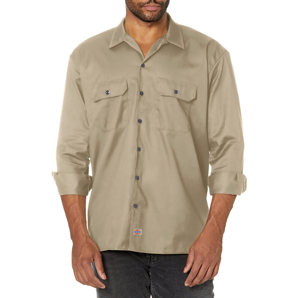 Dickies mens Big-tall Long-sleeve work utility button down shirts  Khaki  1X Tall US