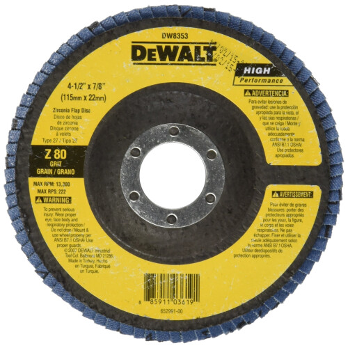 DeWalt DEWALT DW8353 Δίσκος με πτερύγια 4-1/2 ίντσας επί 7/8 ίντσας 80G τύπου 27
