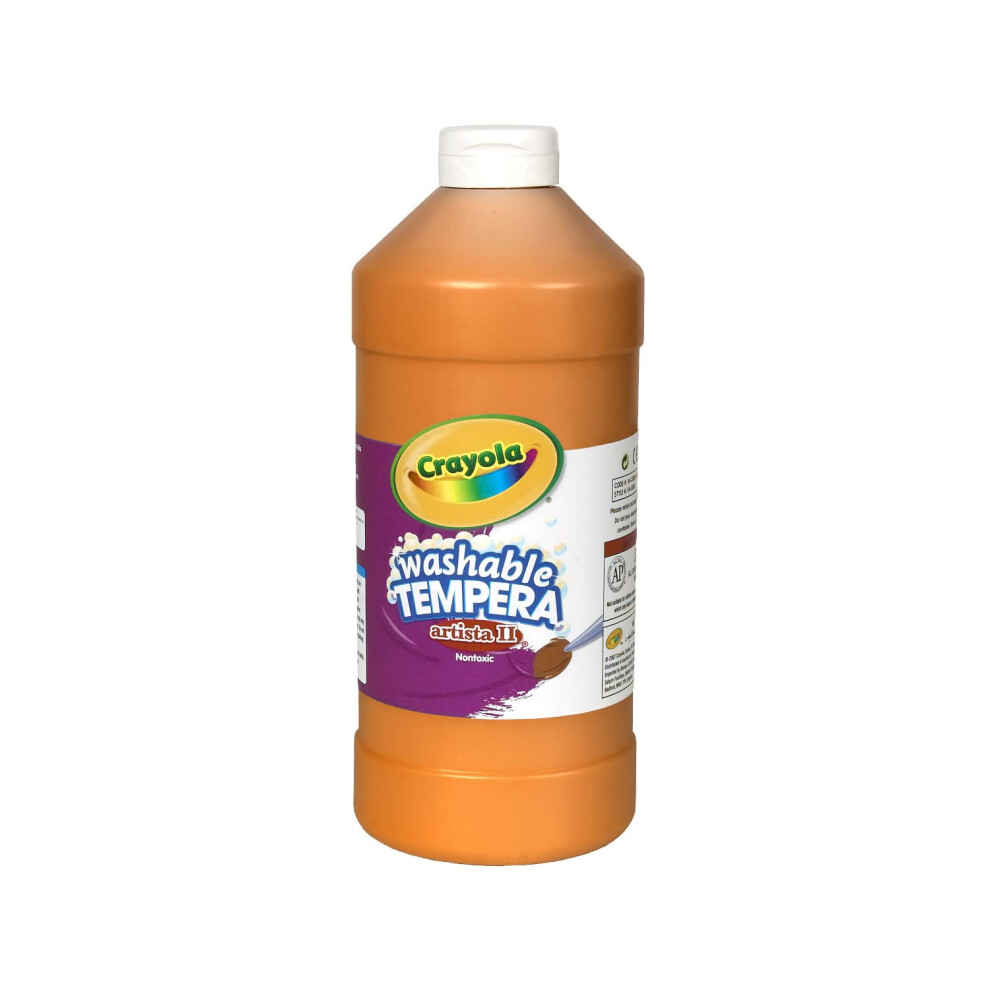 Crayola Washable Tempera Paint For Kids  Orange Paint  Classroom Supplies  Non-Toxic  32 Oz Squeeze Bottle