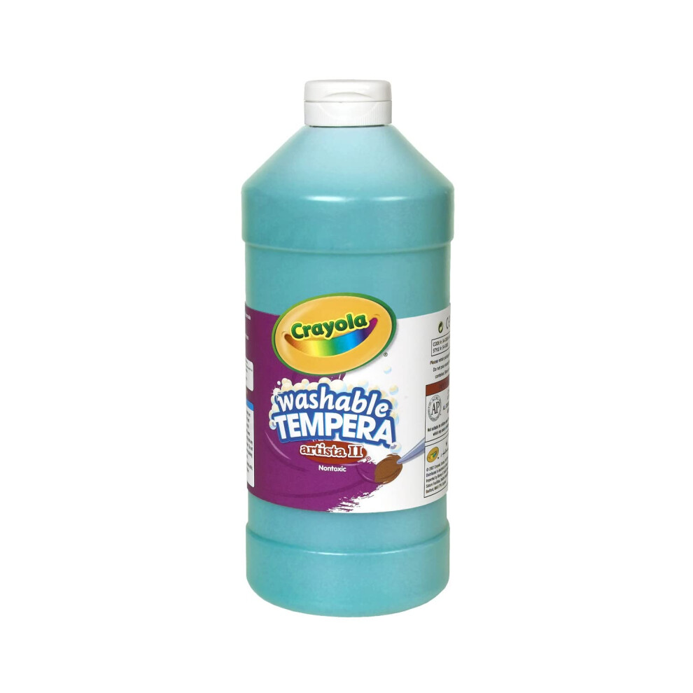Crayola Washable Tempera Paint For Kids  Turquoise Paint  Classroom Supplies  Non Toxic  32 Oz Squeeze Bottle