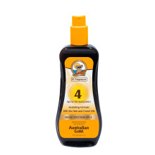 Protetor Solar Spray Australian Gold SPF 4, 8 Onças | Fórmula de Óleo de Cenoura | Amplo Espectro | Resistente à Água