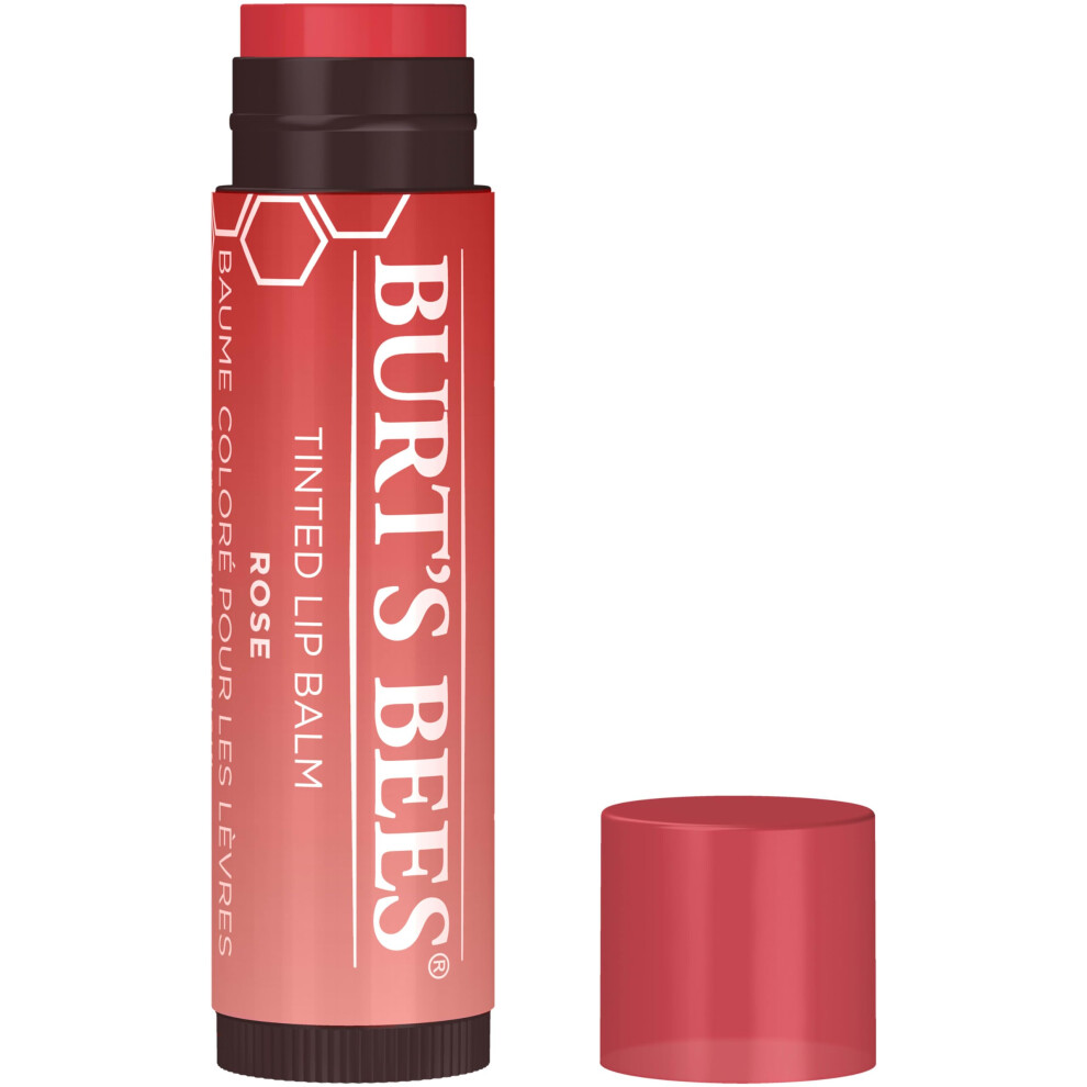 Burt's Bees 100% Natural Tinted Lip Balm  Rose with Shea Butter & Botanical Waxes  0.15 Oz
