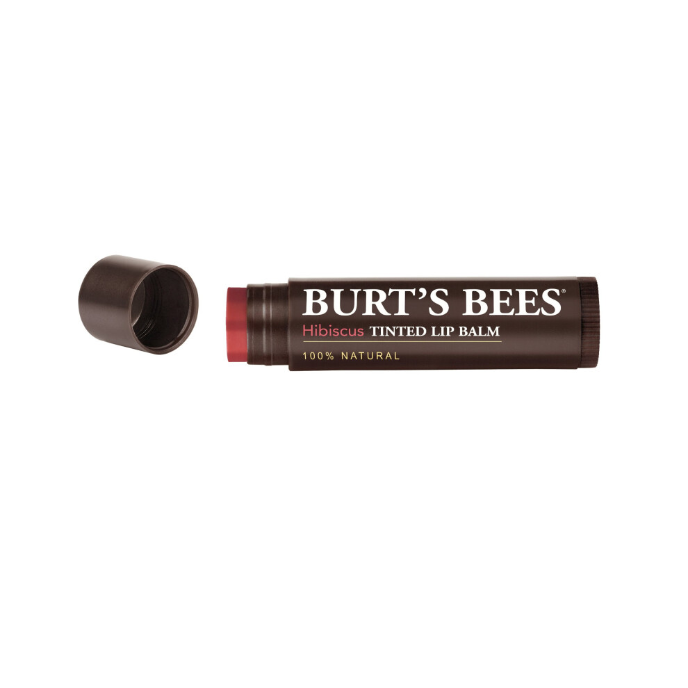Burt's Bees 100% Natural Tinted Lip Balm  Hibiscus with Shea Butter & Botanical Waxes - 1 Tube