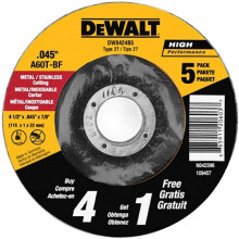 DeWalt Accessories DW8424B5 5PK 4.5"""" MTL Cut Wheel