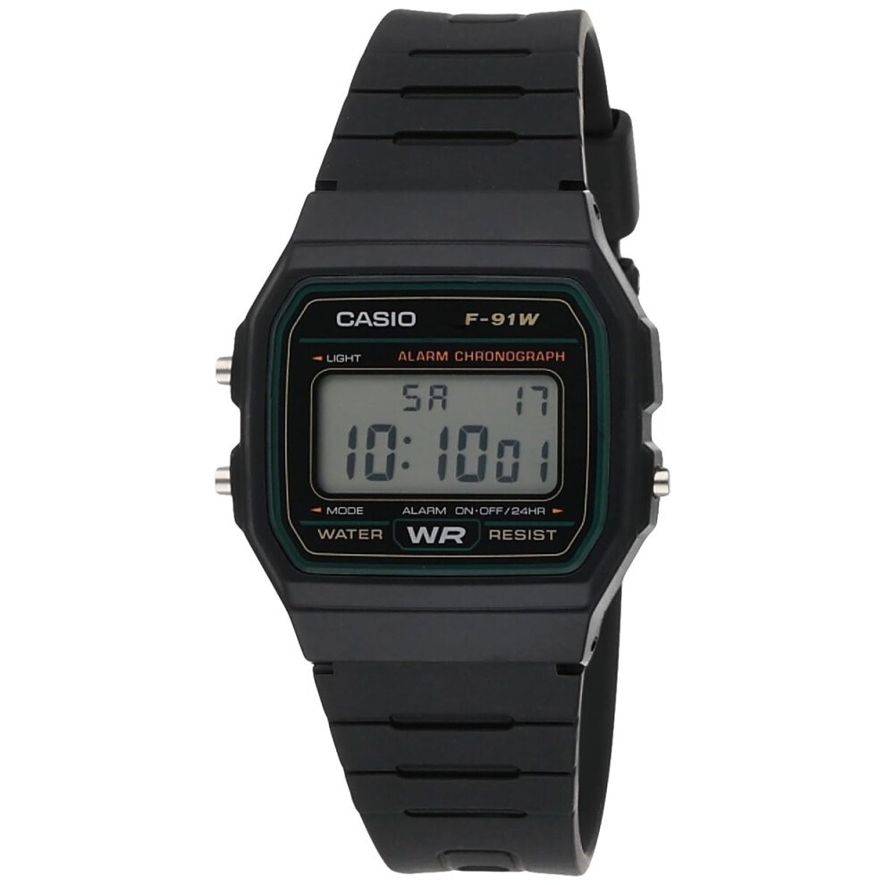 Casio F-91W-3DG - Black Watch  Black/White  Strap