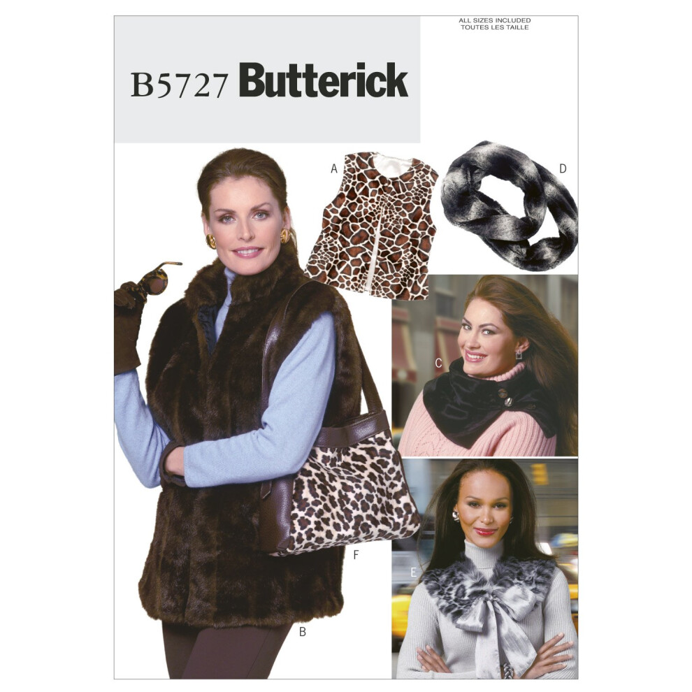 BUTTERICK PATTERNS B5727 Gilet, cache-cou,   charpe, col et sac