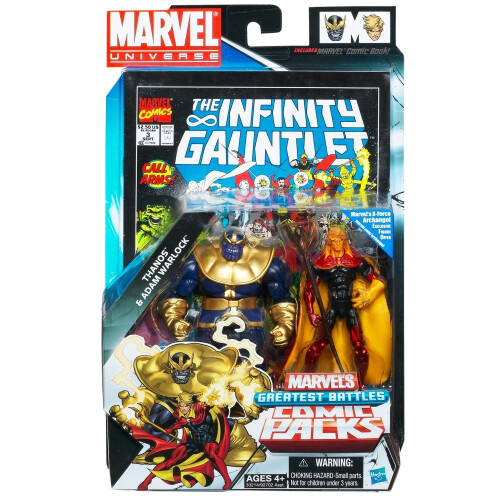 Hasbro Marvel Universe Thanos and Adam Warlock Figure Comic Pack 4 Inches