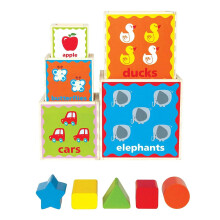 Hape Speelpiramide Houten Peuter Houten Nestblokken Set L: 5,5 B: 5,5 H: 5,5 inch