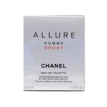 Allure Homme Sport Eau De Toilette Travel Spray (With Two Refills) - 3x20ml/0.7oz, clear, fresh Natural, 2.1 Fl Oz