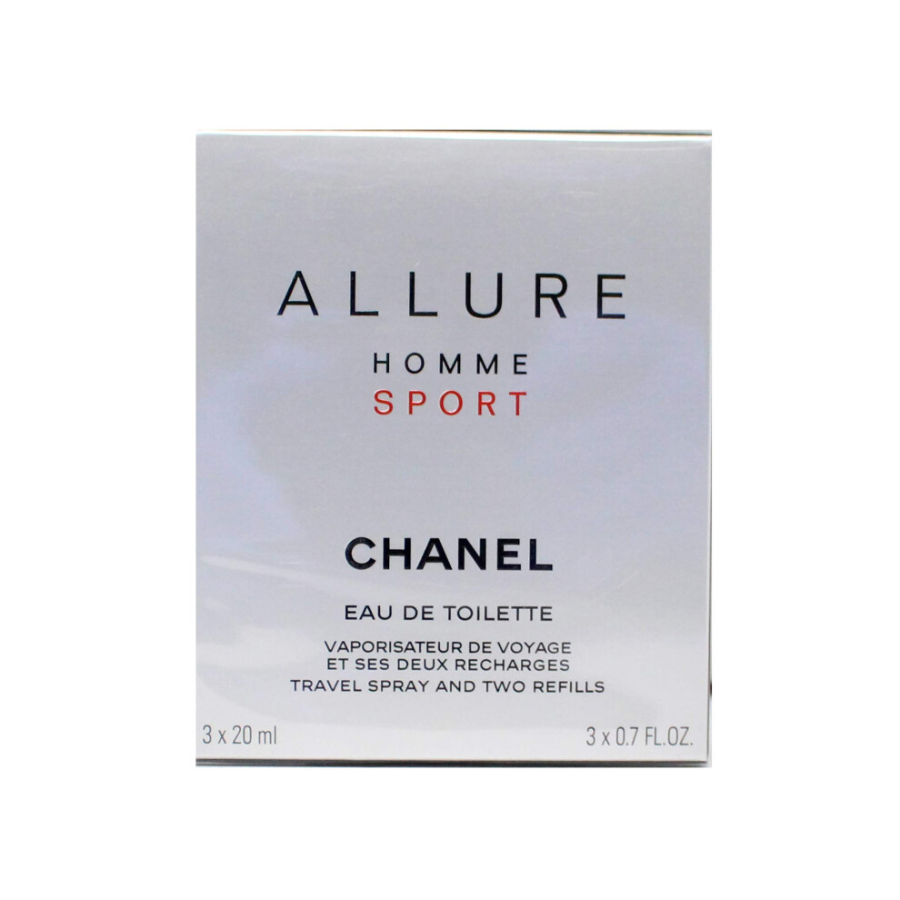 CHANEL Allure Homme Sport Eau De Toilette Travel Spray (With Two Refills) - 3x20ml/0.7oz  clear  fresh Natural  2.1 Fl Oz