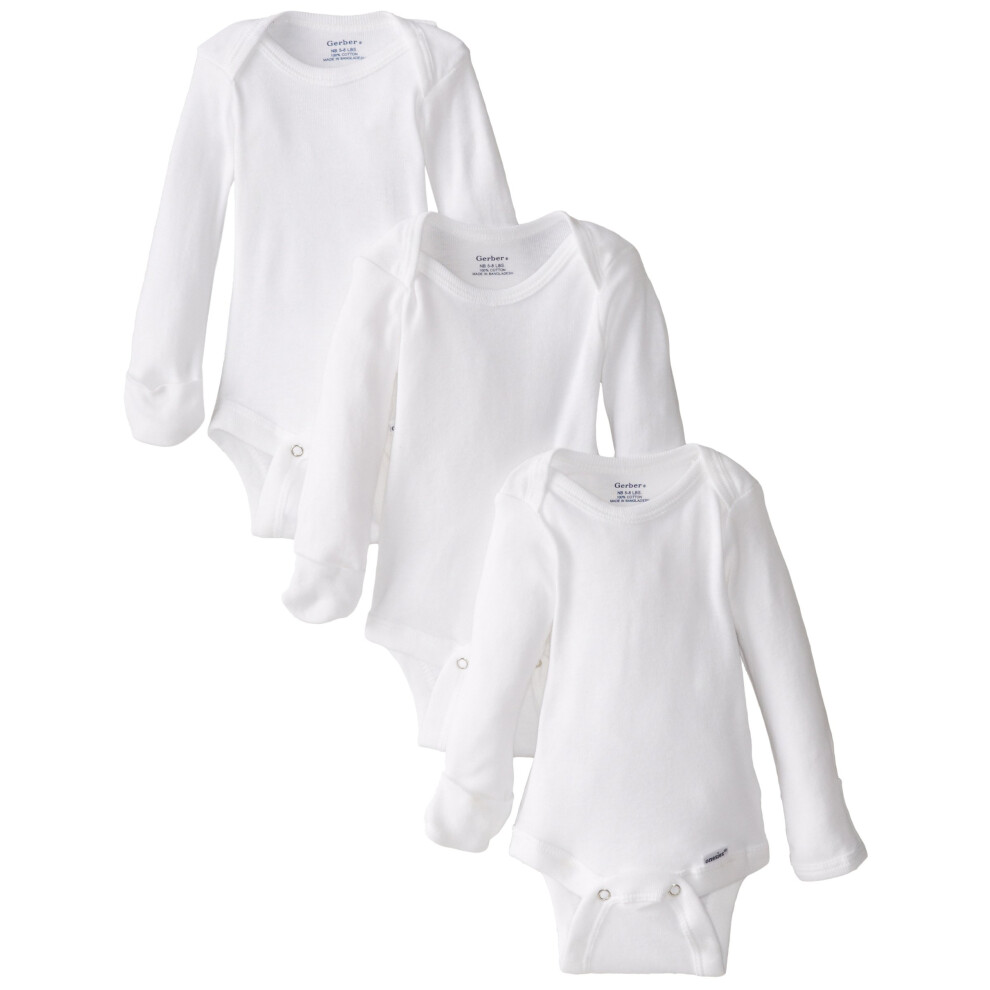 Gerber Unisex Baby Multi-Pack Long-Sleeve Onesies Bodysuit Mitten Cuff Sizes 3-Pack Mitten Cuff 0-3 Months