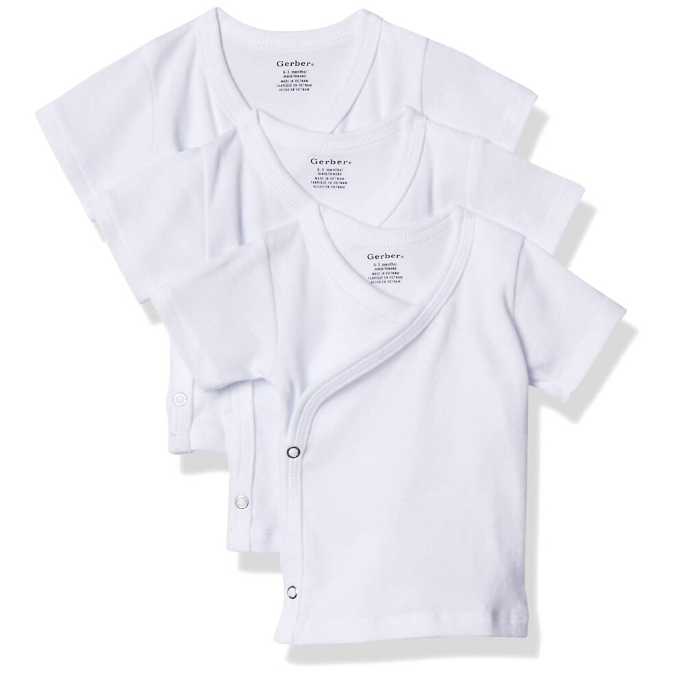 Gerber baby girls 3-pack Short-sleeve Side-snap Shirt infant and toddler hoodies  White  Newborn US