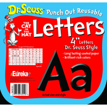 Eureka Terug naar school Dr. Seuss De kat met de hoed Zwart Punch Out Deco Letters Klaslokaal Decoraties 217pc 4'' H