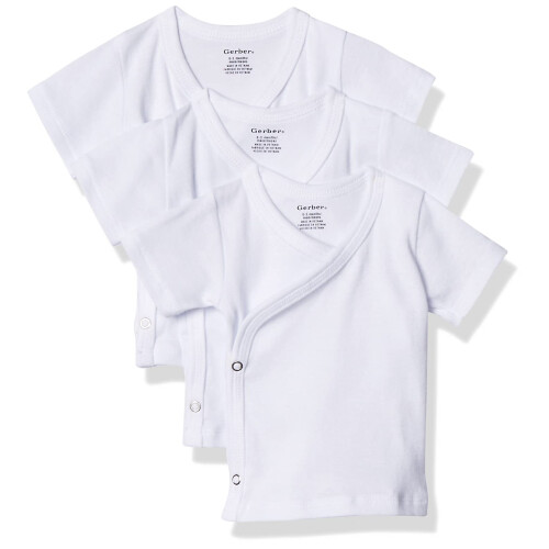 Gerber Gerber Baby-Pack a 3 pacchetti camicia con snap laterale bianca 0-3 mesi