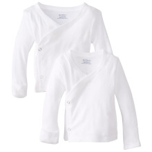 Camiseta Gerber 2-Pack de Manga Longa com Punho de Luva, Branca, Recém-Nascido