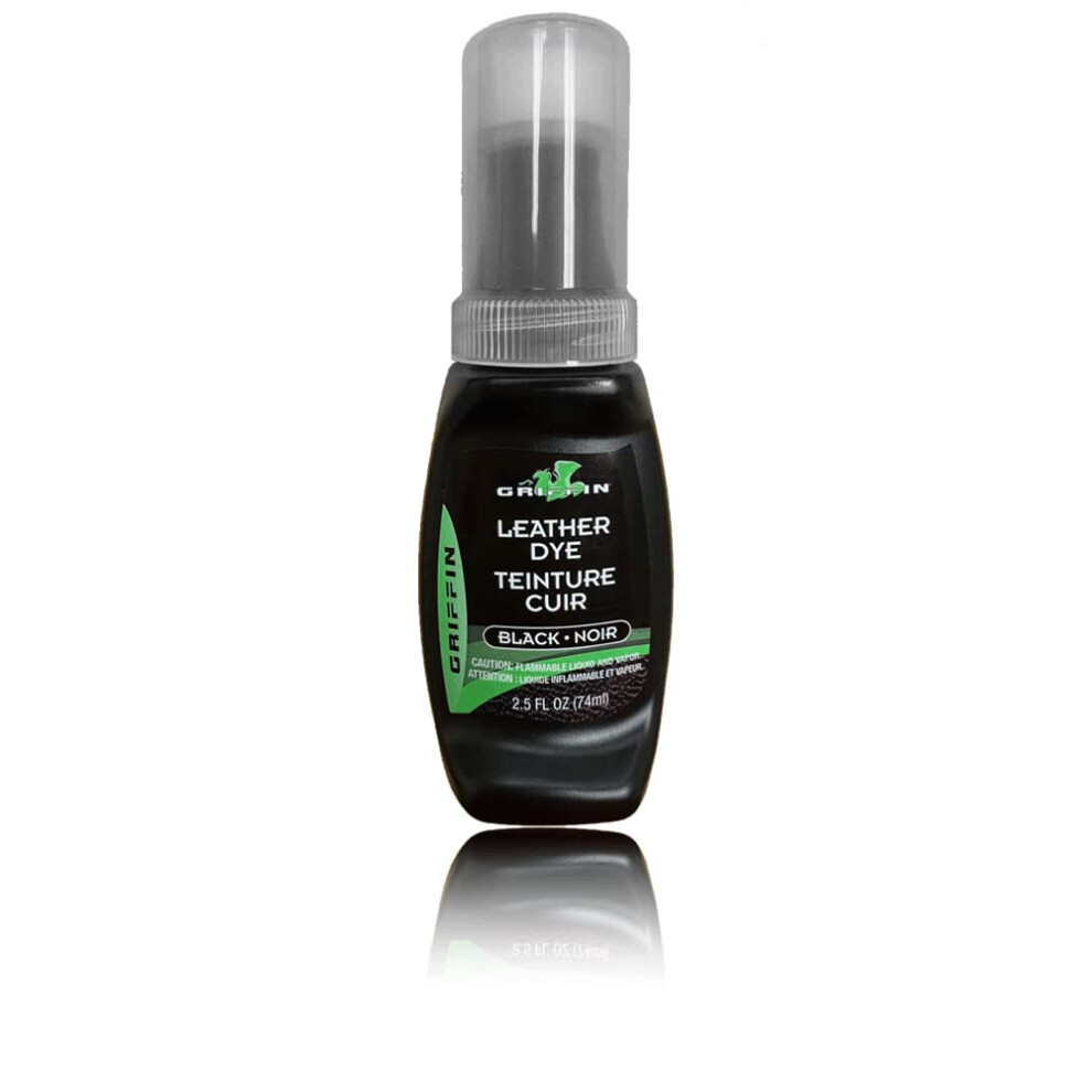 GRIFFIN Black Leather Dye with Applicator - Leather Repair and Scratch Repair for Shoes  Boots  Leather Furniture and More! (2.5 oz) - Made in The USA