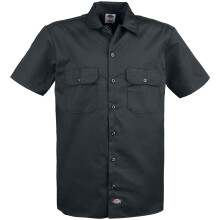 Dickies Herren-Kurzarm-Arbeitshemd mit Button-Down-Kragen, Schwarz, XX-Large, Tall US