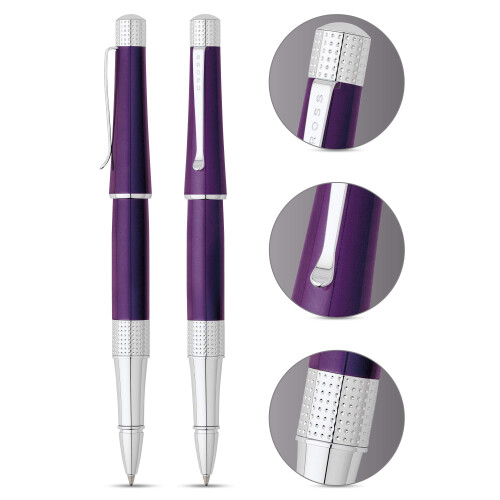 Cross Στυλό Rollerball Gel Refillable Cross Beverly, Μεσαίο Rollerball, Με Premium Δώρο - Μωβ Λακέρ 1