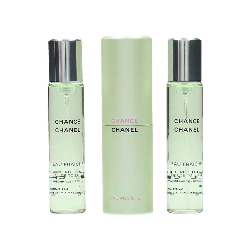 Chanel Chance Eau Fraiche Eau De Toilette Purse Spray for Women 3 X 0.7  2.1 Fl Oz