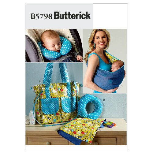 Butterick Μοτίβο Ραψίματος Butterick B5798OSZ για Πατάκι Αλλαγής, Υποστήριξη Λαιμού, Φορητή Τσάντα