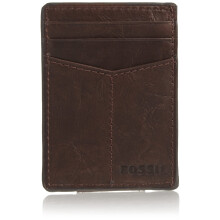 Fossil Ingram lederen magnetische kaarthouder voor heren met geldclip portemonnee bruin (model: ML3235200)