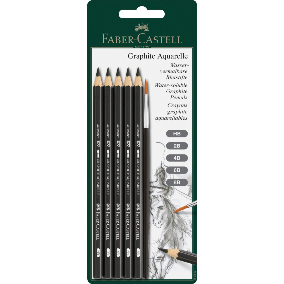 Faber-Castell Graphite Aquarelle 5 Grades Pencils with Brush