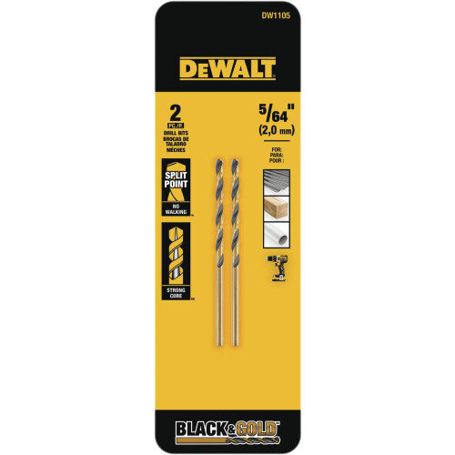 DeWalt DEWALT ACCESSORIES DW1105 5/64"""" Black Oxide Bit (2 Pack)
