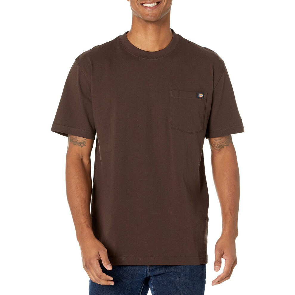 Dickie's Men's Short Sleeve Heavyweight Crew Neck Pocket T-Shirt  Chocolate  Large