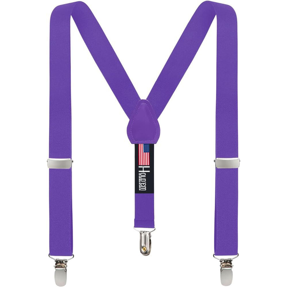 Suspenders for Kids - 1 Inch Suspender Perfect for Tuxedo- Purple (26"""")