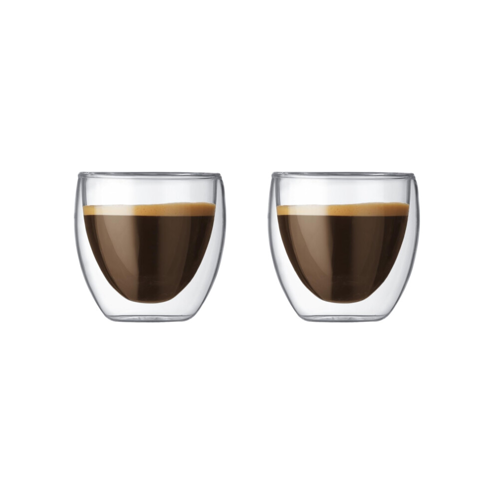 Bodum 2.5Oz Pavina Double Wall High-Heat Borosilicate Glass Set Of 2 Clear