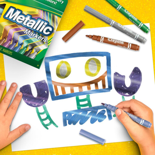 Crayola Crayola Μεταλλικοί Μαρκαδόροι, Υλικά Τέχνης, 8 Τεμάχια, Χρώματα Διαφορετικά 1