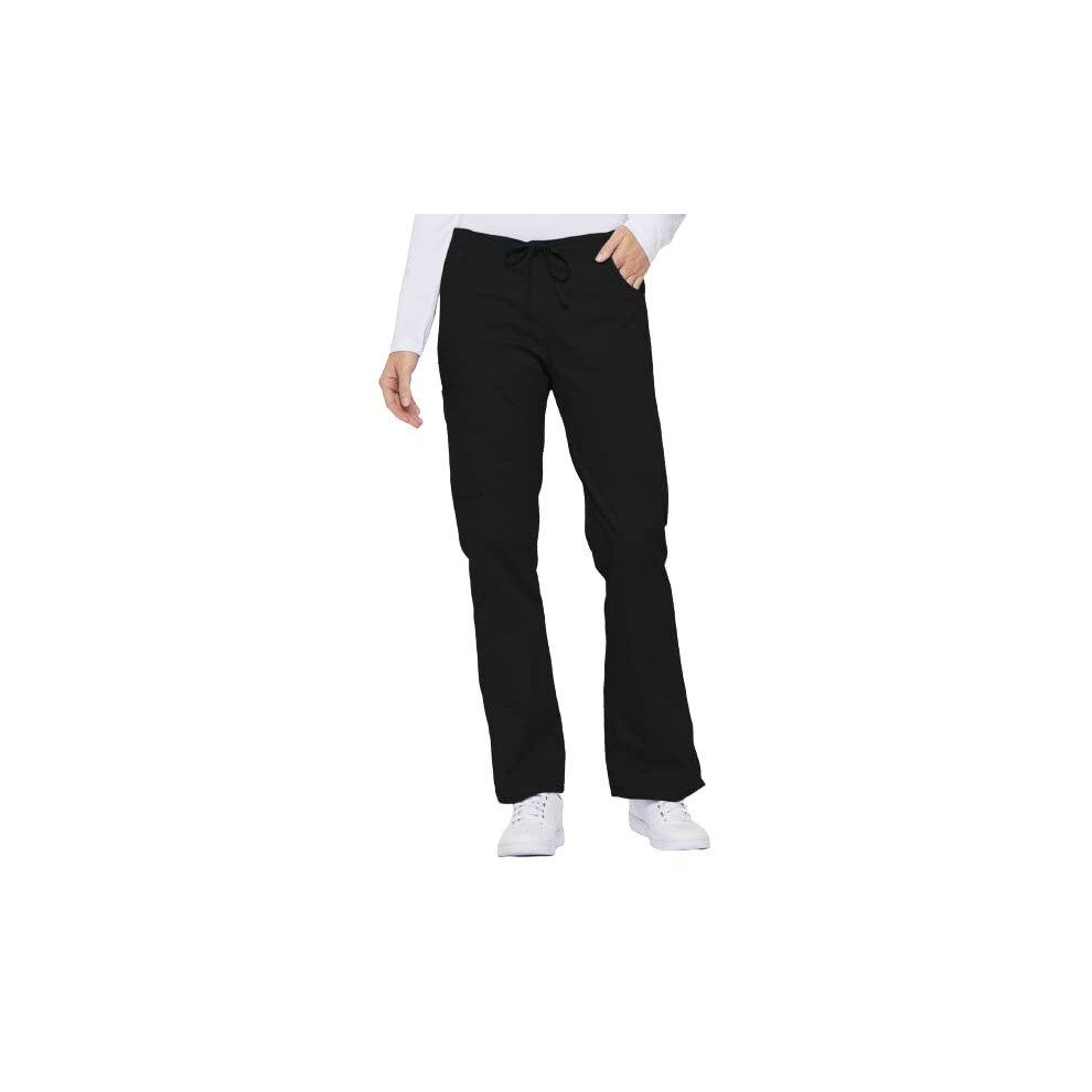 Dickies Womens Plus Signature Mid Rise Drawstring Scrubs cargo Pant  Black  XX-Large Petite
