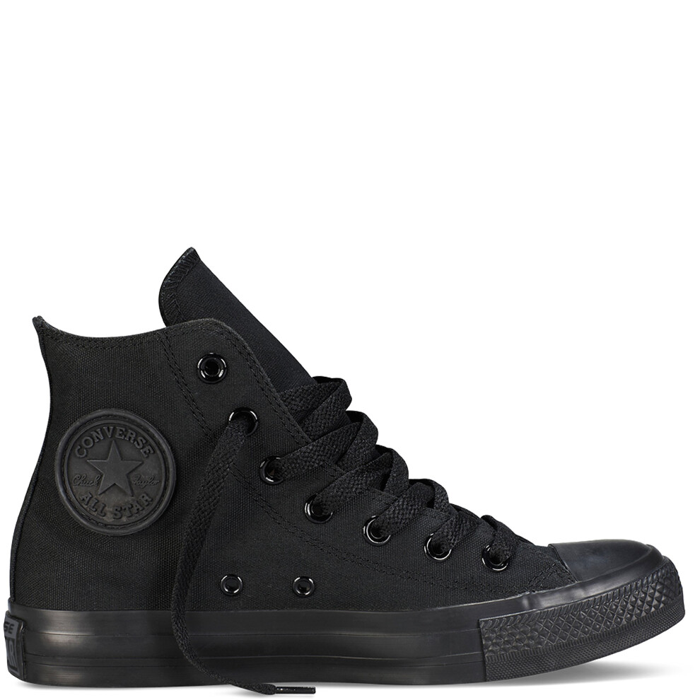 Converse Womens All Star Hi High Top Chuck Taylor Chucks Trainers - Black Mono - 8.5