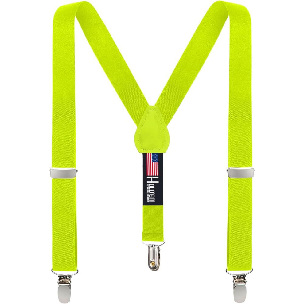 HOLD'EM Suspenders for Kids - 1 Inch Suspender Perfect for Tuxedo- Lemon Yellow (22"""")