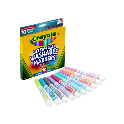 Crayola Crayola Ultra Clean Πλενόμενοι Μαρκαδόροι Τροπικοί Δώρο για Παιδιά, Τεμάχια 10 1