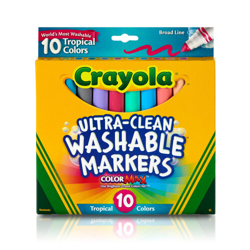 Crayola Crayola Ultra Clean Πλενόμενοι Μαρκαδόροι Τροπικοί Δώρο για Παιδιά, Τεμάχια 10