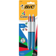 BIC 4-Kleur Mini Balpen, Medium Punt (1.0mm), Assortiment Inkt, 2-Stuks