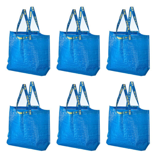 IKEA 603.017.07 FRAKTA Μεσαίες Σακούλες Αγορών (Σύνολο 6), Μπλε, Μέγ. Φορτίο 55 lb, 10 Γαλόνια