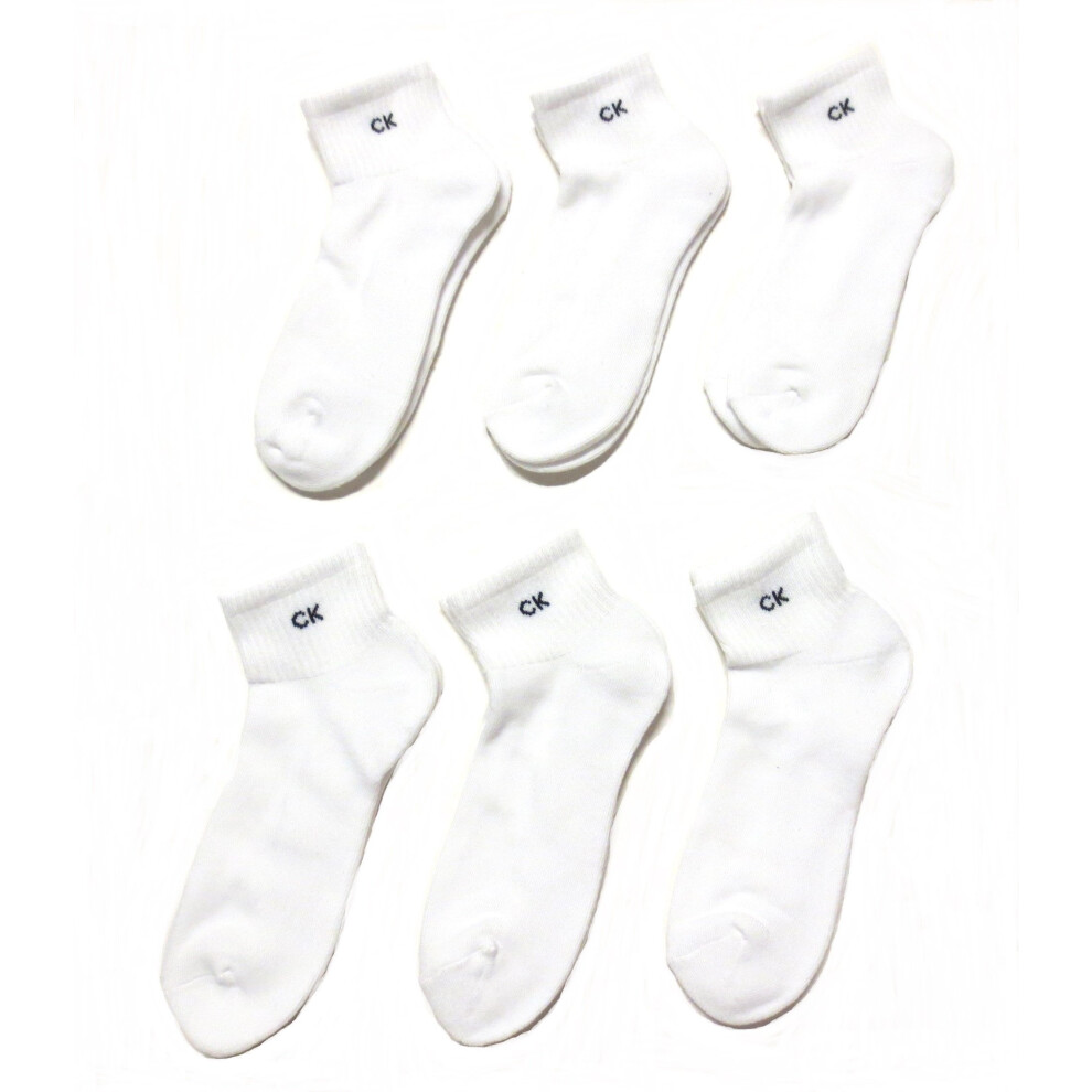 Calvin Klein Men's Socks - Cotton Cushioned Above Ankle Athletic Mini-Crew Socks (6 Pack)  Size Shoe Size: 7-12  White