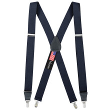 HOLD'EM Suspender Men X-Back Clip em Couro Crosspatch-Marinha (Regular 46"""")